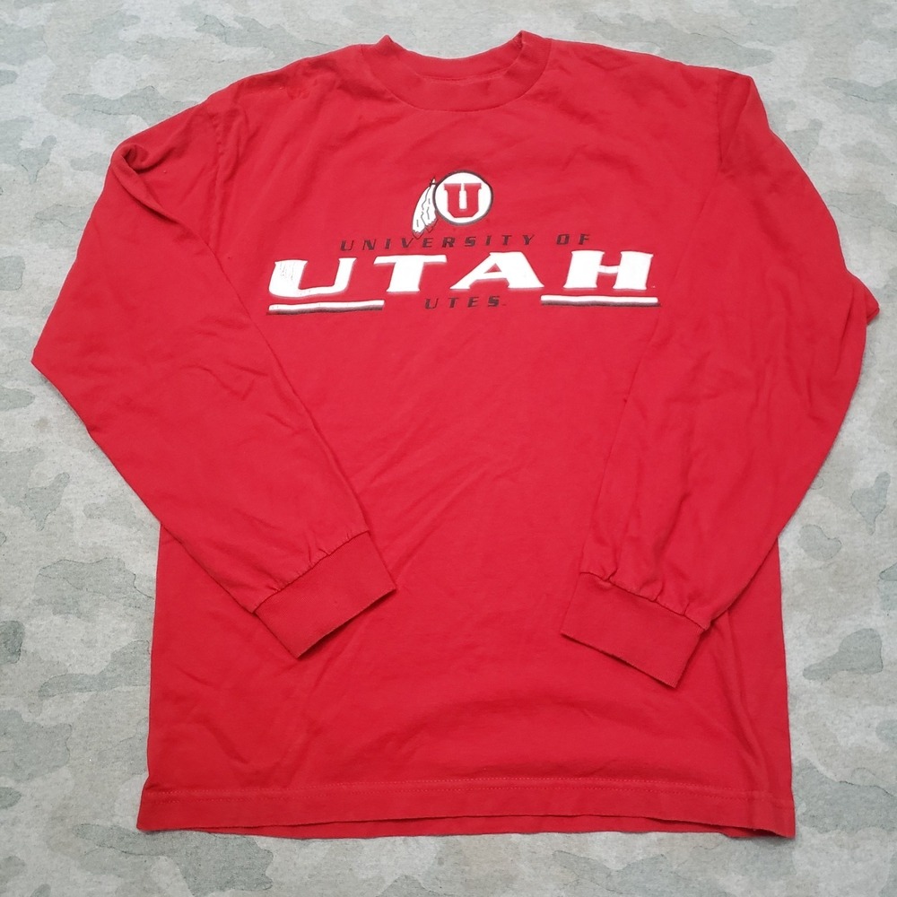 VTG University Of Utah Utes Shirt Mens Medium Red Y2k AAA Long Sleeve